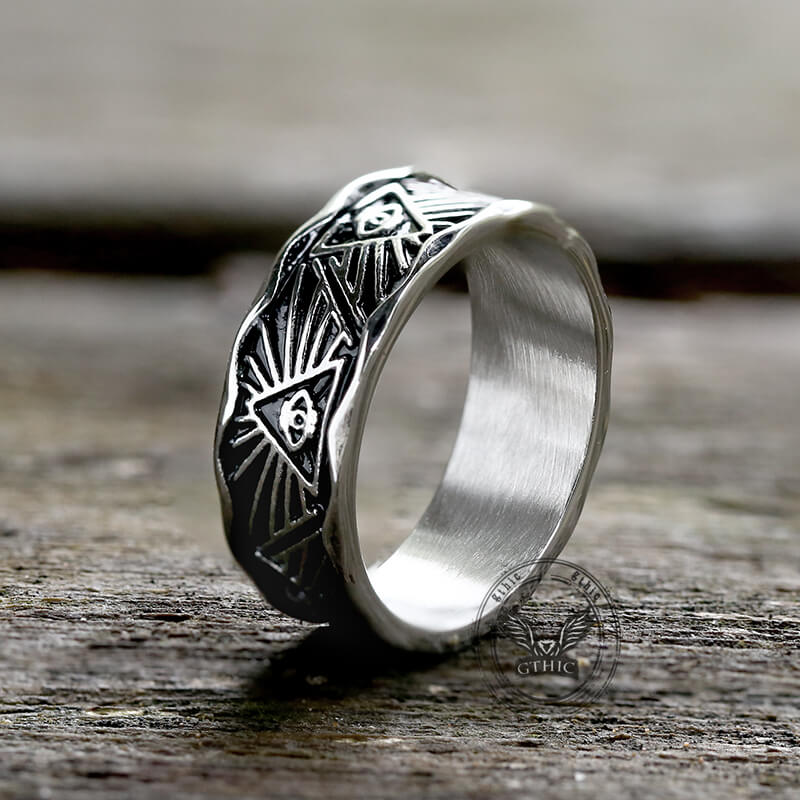 All-Seeing Eye Stainless Steel Band Ring