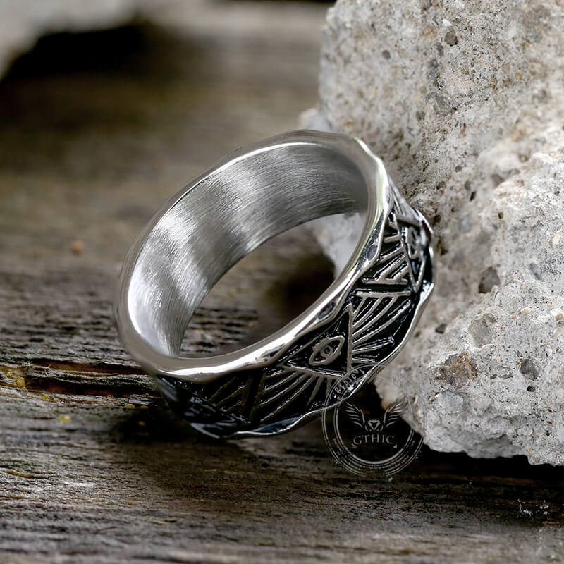 All-Seeing Eye Stainless Steel Band Ring