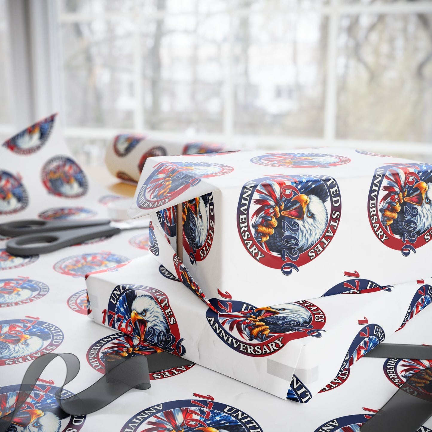 America 250th Anniversary Patriotic Custom Wrapping Paper Roll – 1776–2026 Edition