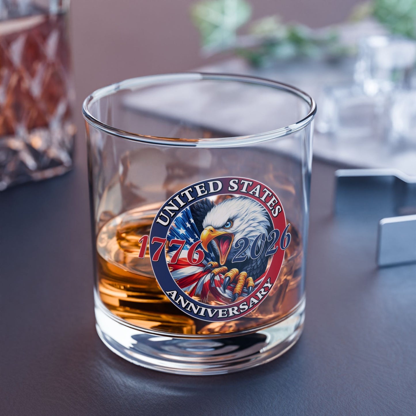 America 250th Anniversary Patriotic Eagle Rocks Glass – 1776-2026 Edition