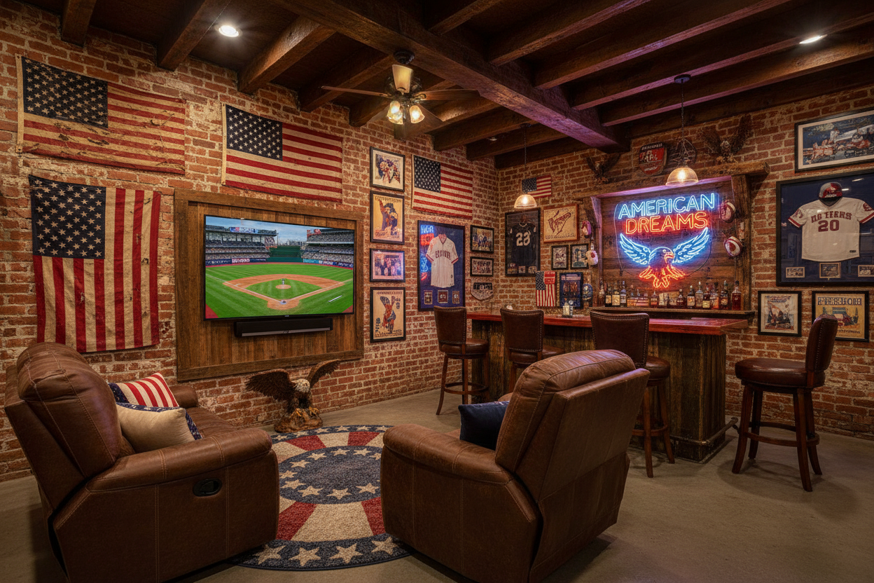 America loving patriotic man cave