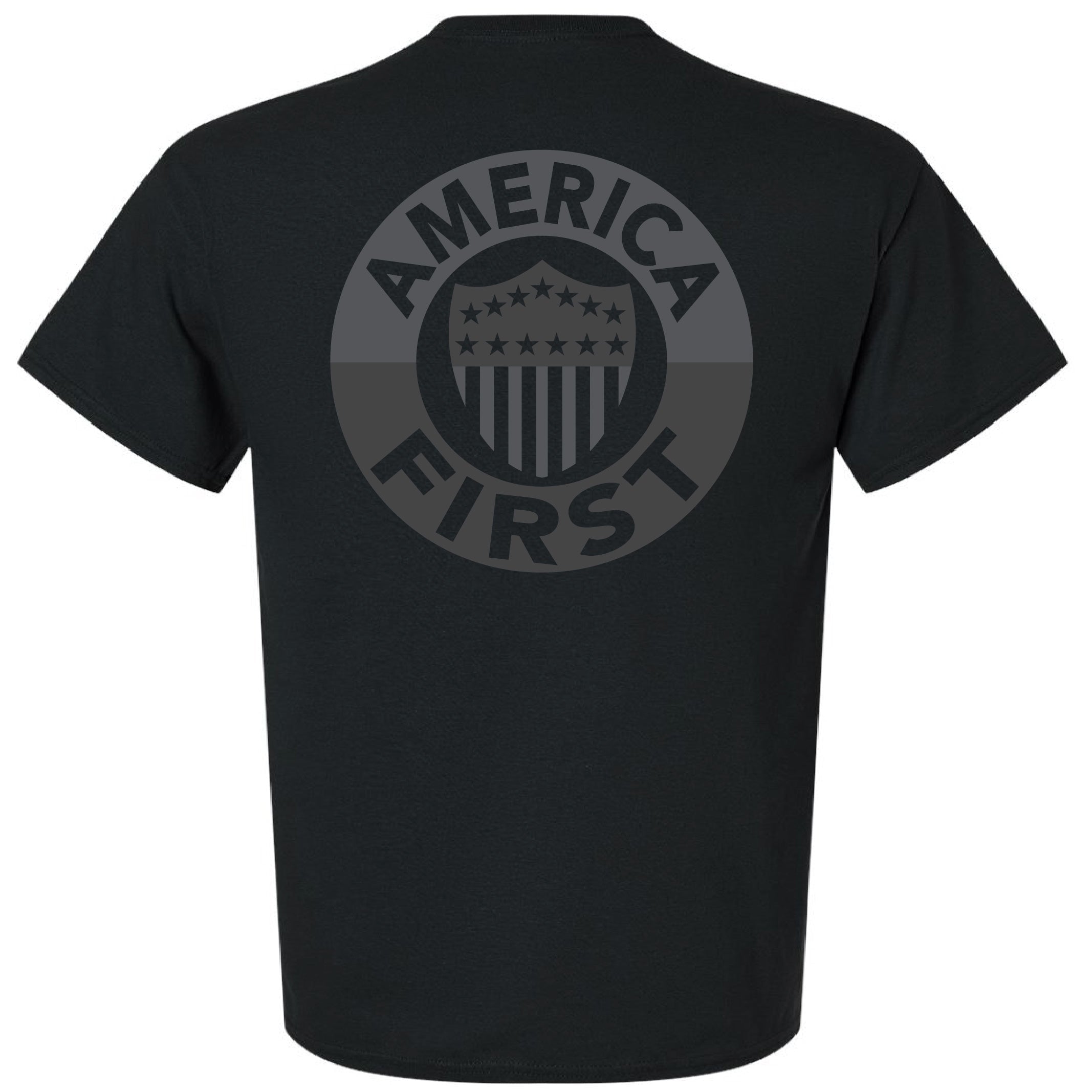 America First! - Black T-Shirt 100% Made in USA – Man Cave And Apparel