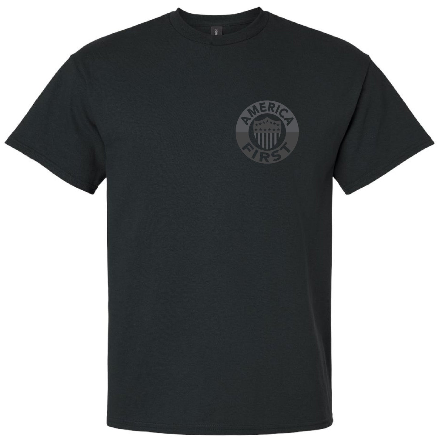 America First! - Black T-Shirt 100% Made in USA