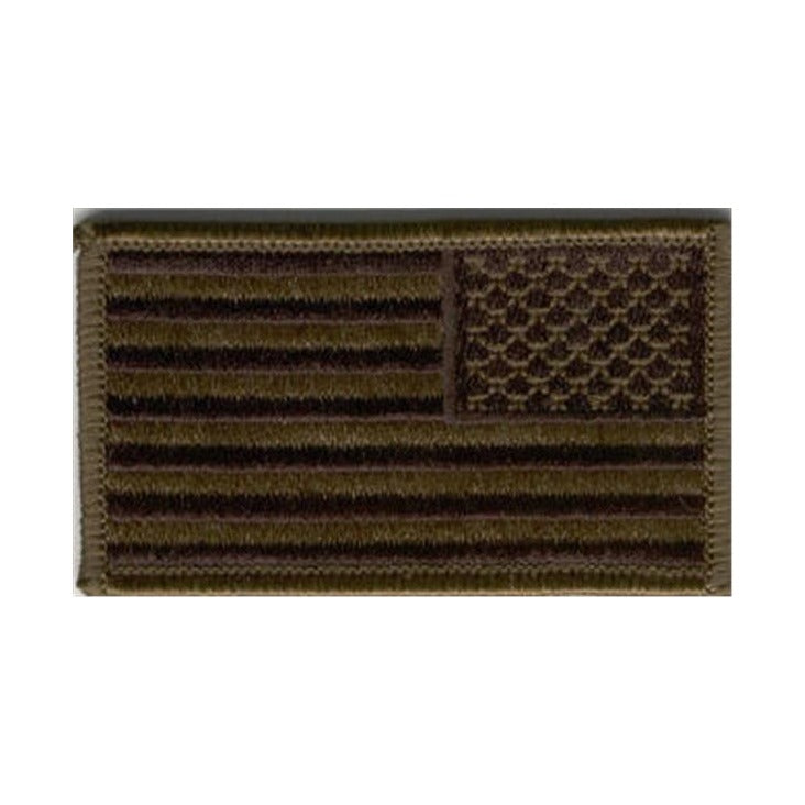 American Flag Subdued Olive Drab Reverse Patch   2 x 3.25 inch SEW On Style