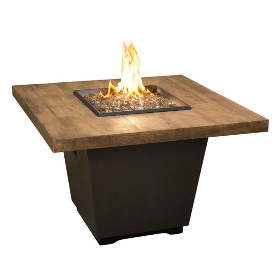 American Fyre Designs Cosmopolitan 36-Inch "Reclaimed Wood" Square Gas Fire Pit Table