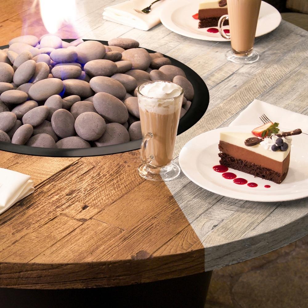 American Fyre Designs Cosmopolitan 48-Inch "Reclaimed Wood" Round Gas Fire Pit Table