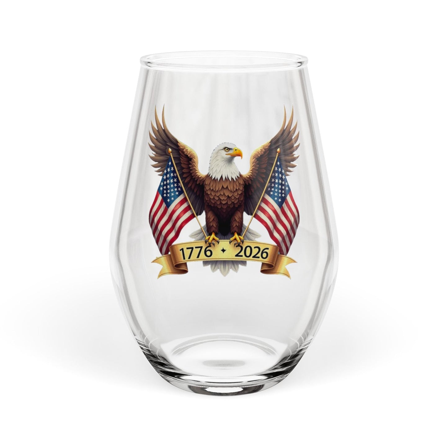 America’s 250th Anniversary “Wings of Freedom” Stemless Wine Glass – 1776–2026 Edition