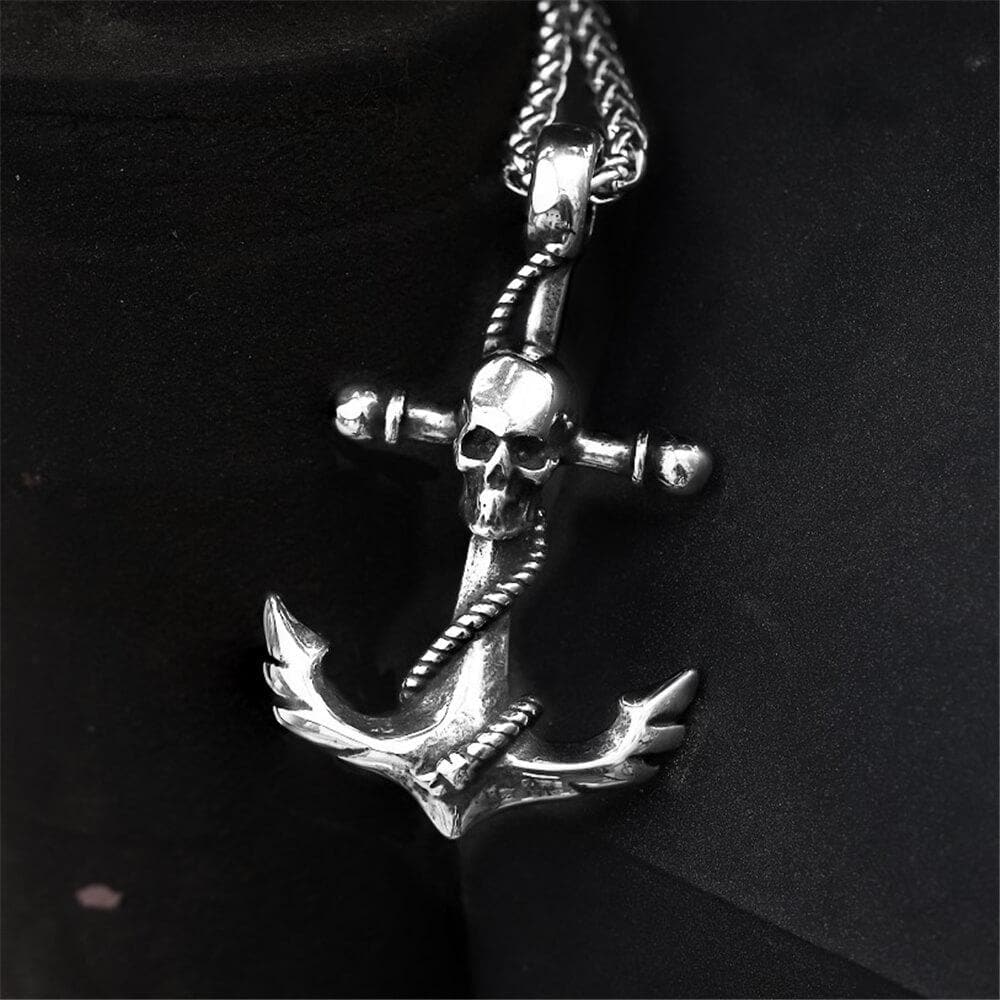 Anchor Stainless Steel Skull Pendant