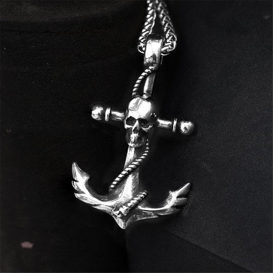 Anchor Stainless Steel Skull Pendant