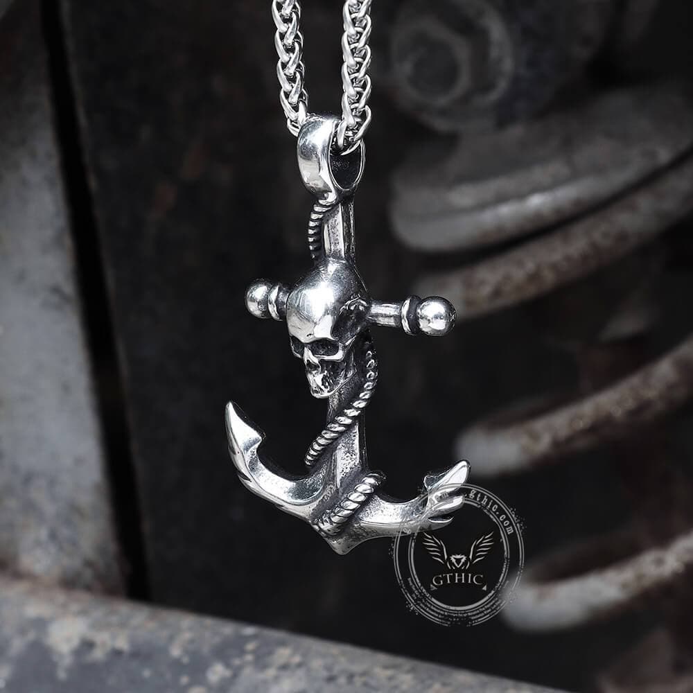 Anchor Stainless Steel Skull Pendant