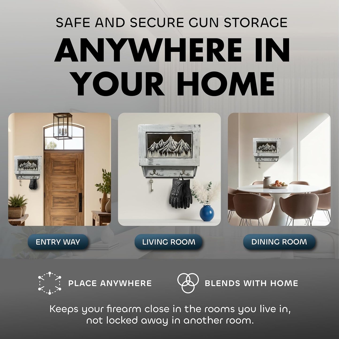 Hidden Gun Safe Coat Rack Snow Mountain Wall Decoration Concealed Shelf Firearm Cabinet