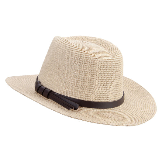 Women's 3" Brim Braided Fedora Hat