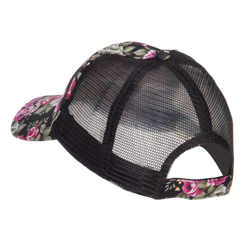 Floral Print Mesh Trucker Cap