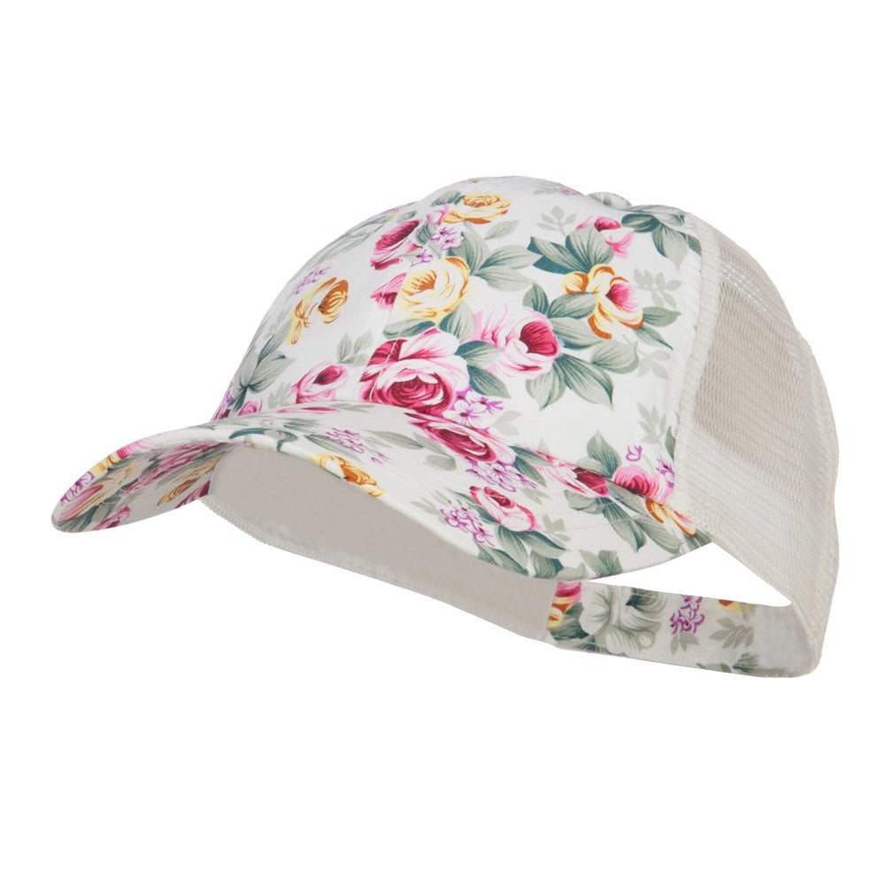 Floral Print Mesh Trucker Cap