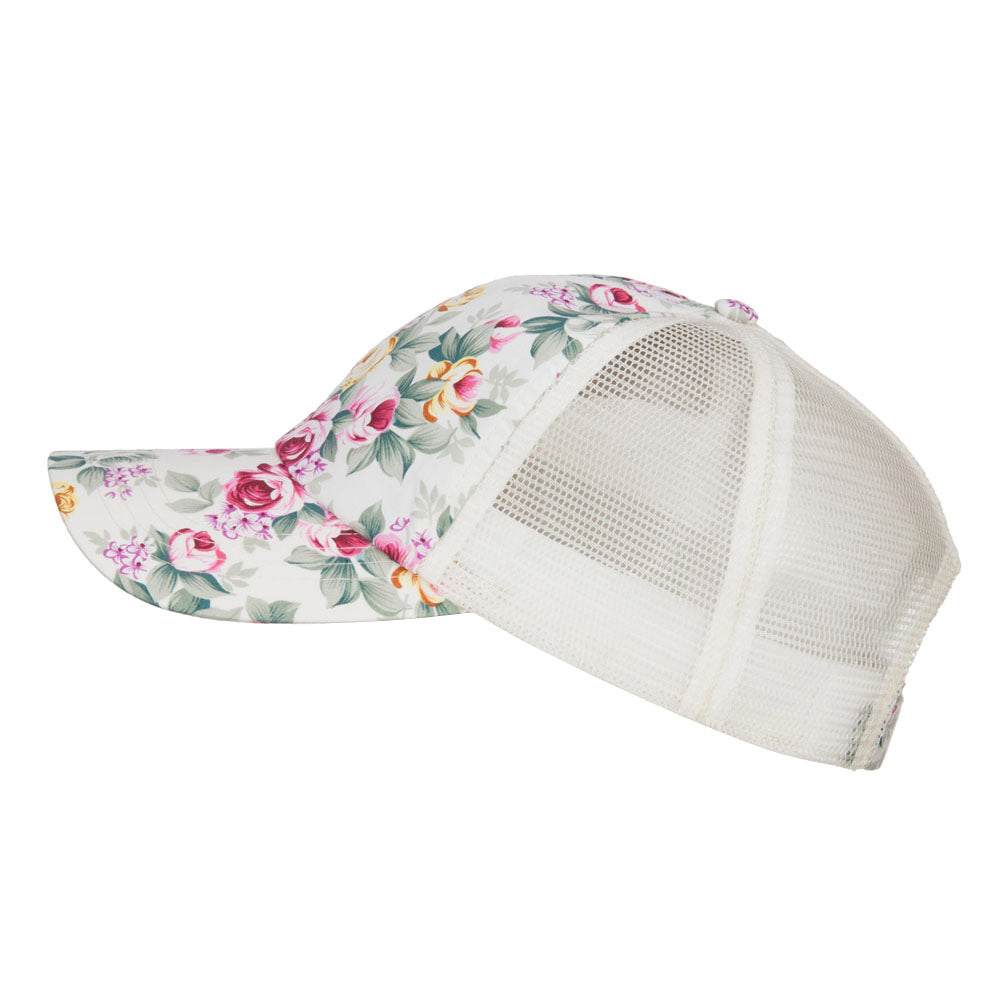 Floral Print Mesh Trucker Cap