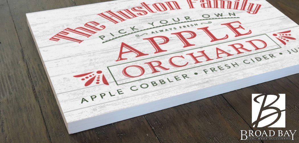 Apple Orchard Family Name Sign Personalized Farmhouse Style Gift