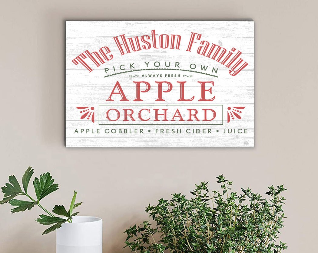 Apple Orchard Family Name Sign Personalized Farmhouse Style Gift