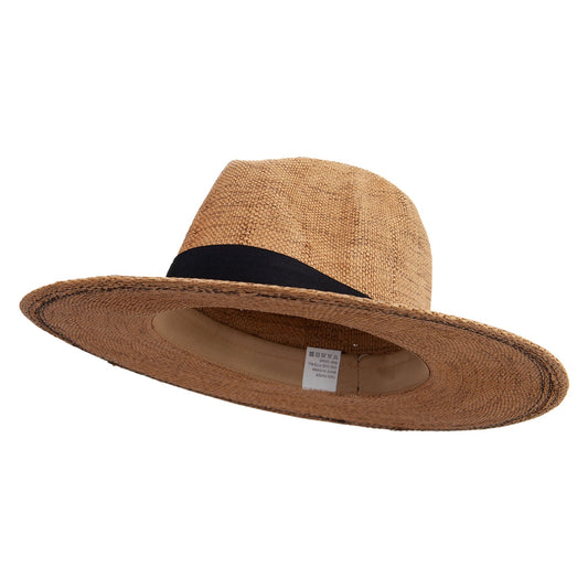 Women's Flat Brim Woven Paper Fedora Hat
