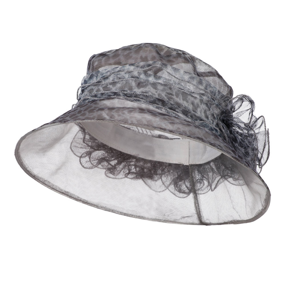 Leopard Print Ruffle Flower Organza Hat