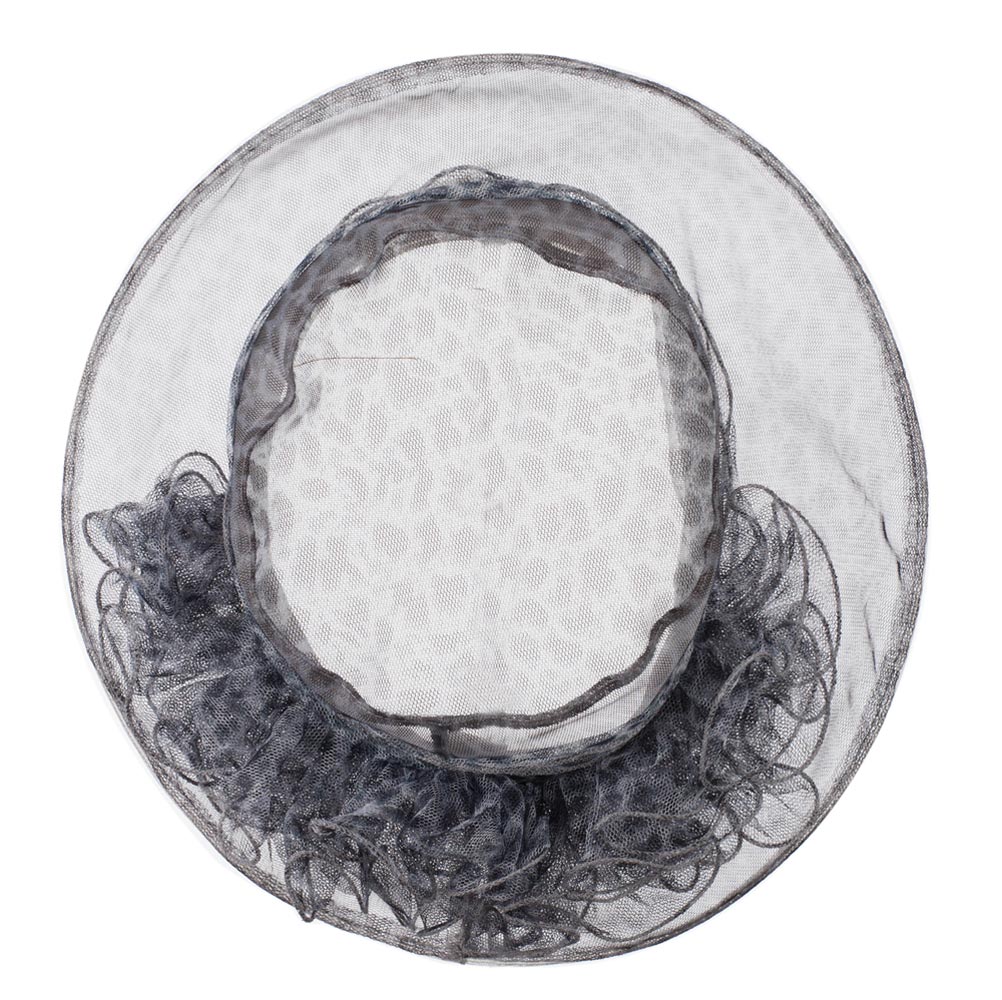 Leopard Print Ruffle Flower Organza Hat