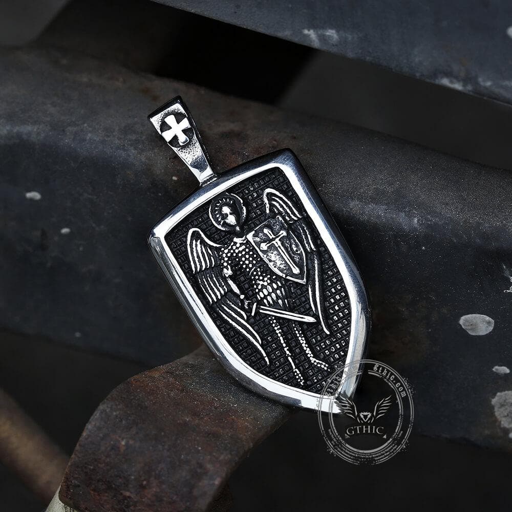 Archangel Saint Michael Shield Stainless Steel Pendant