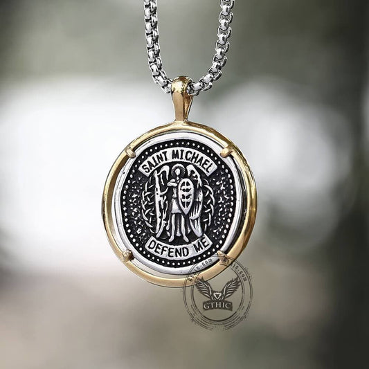 Archangel Saint Michael Stainless Steel Coin Necklace