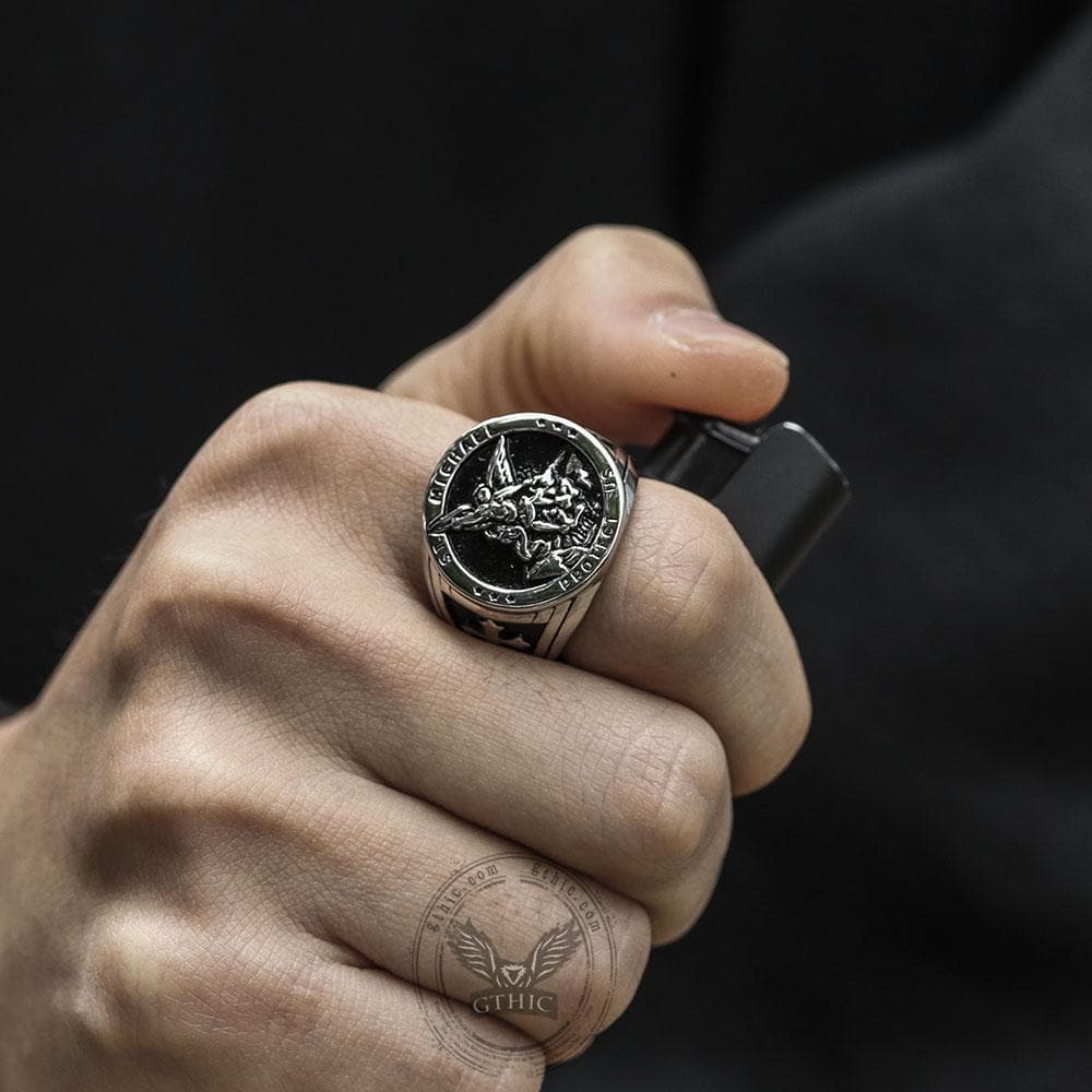 Archangel Saint Michael Stainless Steel Ring