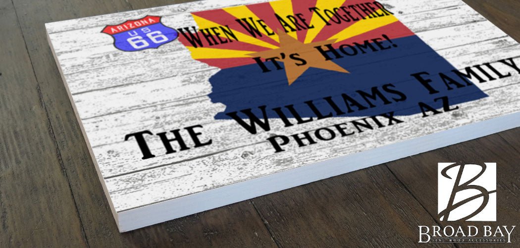 Arizona Home Sign Personalized Family Name SOLID WOOD 16.5in x 10.5in