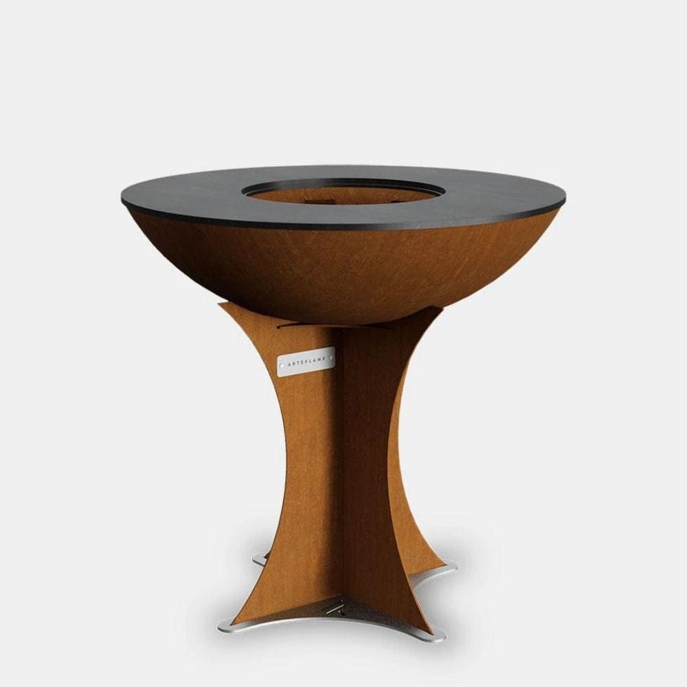 Arteflame 30-Inch Tall Euro Base Corten Steel Fire Pit with Cooktop