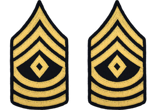 U.S. Army Gold on Blue Chevrons - Pair - All Enlisted Ranks