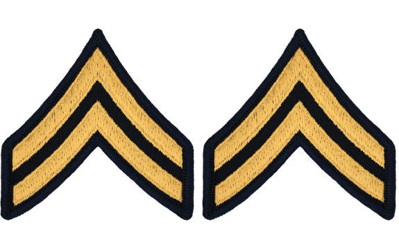 U.S. Army Gold on Blue Chevrons - Pair - All Enlisted Ranks