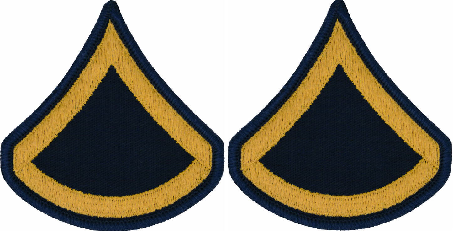 U.S. Army Gold on Blue Chevrons - Pair - All Enlisted Ranks