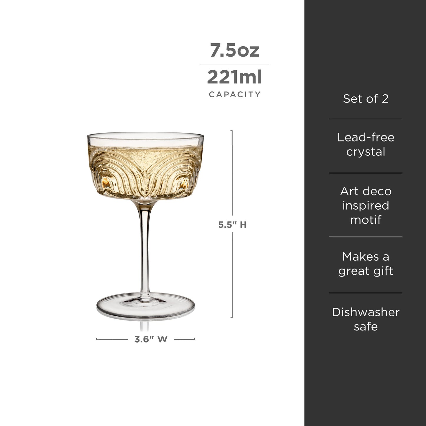 Beau Crystal Cocktail Coupes, Set of 2