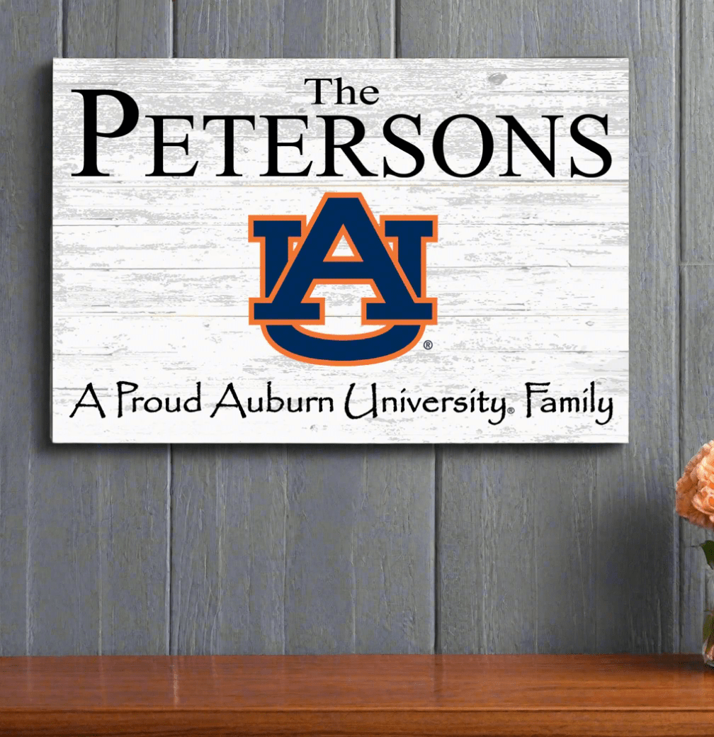 Auburn Tigers Family Name Sign – Personalized Auburn University Wood Plaque for Alumni or Graduation