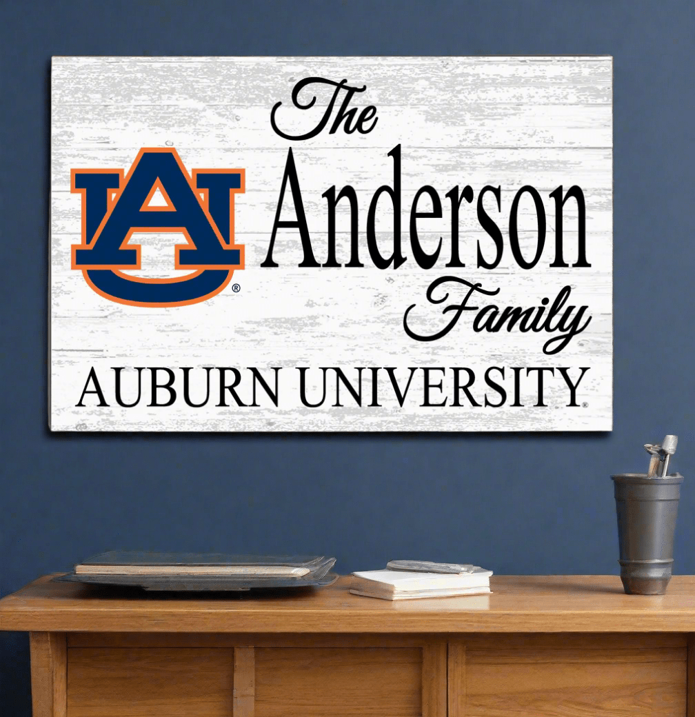 Auburn Tigers Family Name Sign – Personalized Auburn University Wood Plaque for Alumni or Graduation