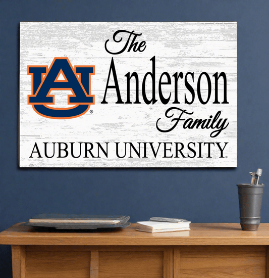 Auburn Tigers Family Name Sign – Personalized Auburn University Wood Plaque for Alumni or Graduation