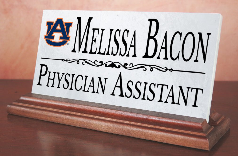 Auburn University Desk Nameplate – Custom Marble Name Sign with Personalized Title