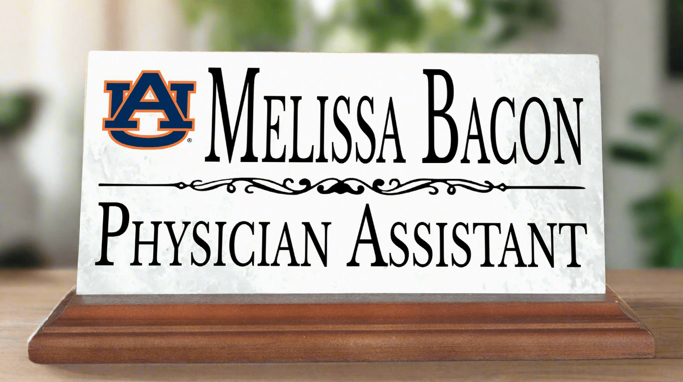 Auburn University Desk Nameplate – Custom Marble Name Sign with Personalized Title