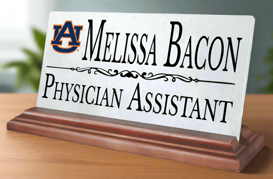 Auburn University Desk Nameplate – Custom Marble Name Sign with Personalized Title