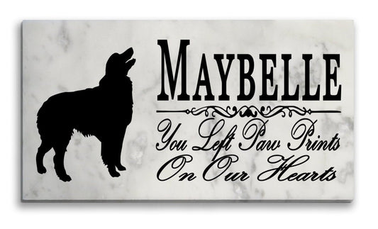 Australian Shepherd Memorial Marble Stone Plaque Personalized Grave Marker Outdoor or Indoor