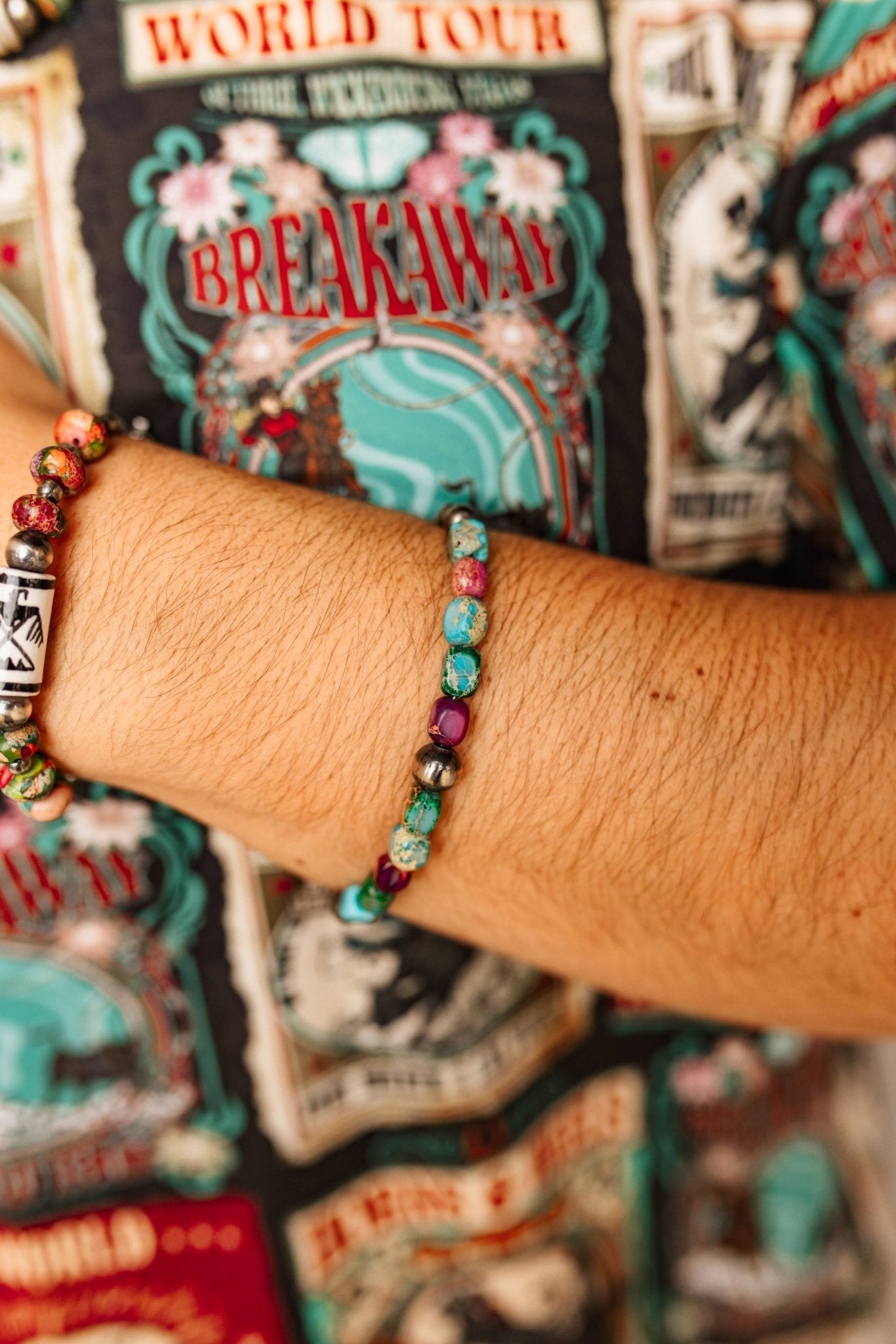 Sterling Silver Jasper Turquoise Bracelet