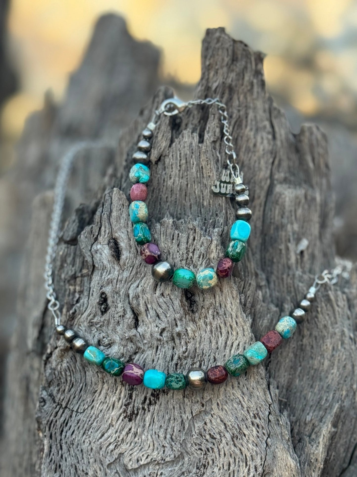 Sterling Silver Jasper Turquoise Necklace
