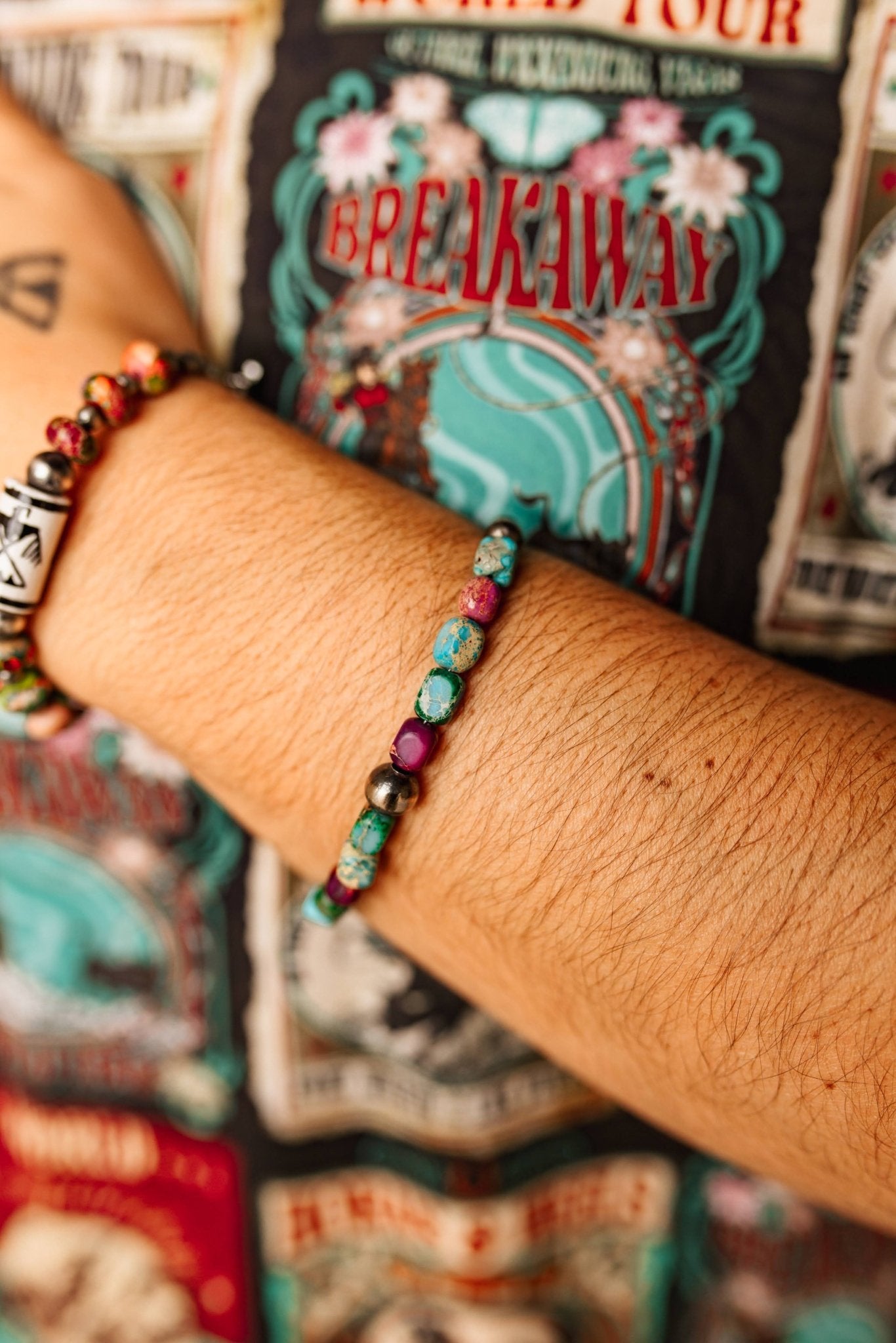 Sterling Silver Jasper Turquoise Bracelet