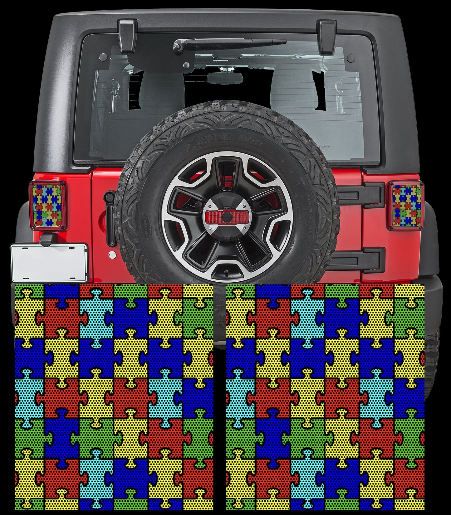 Autism puzzle taillight cover decal