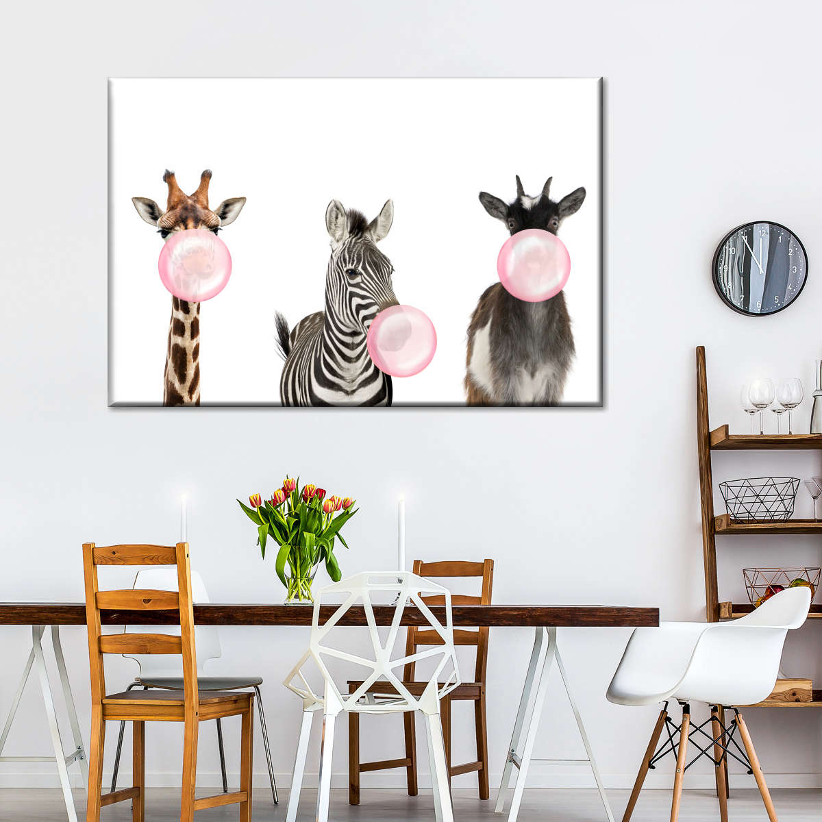 Bubble Gum Safari Animals Wall Art