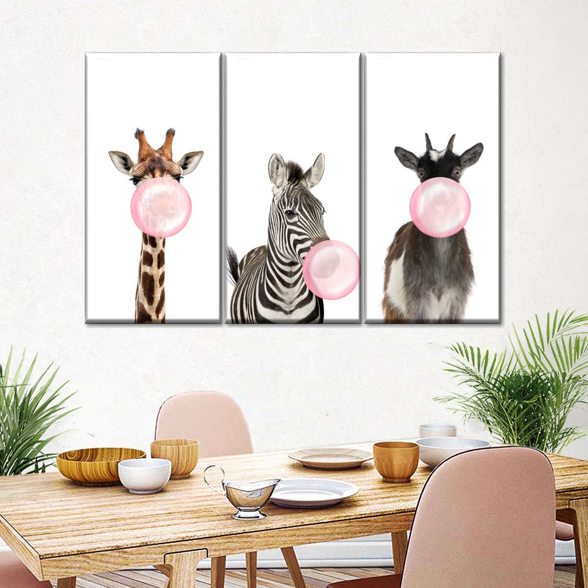 Bubble Gum Safari Animals Wall Art