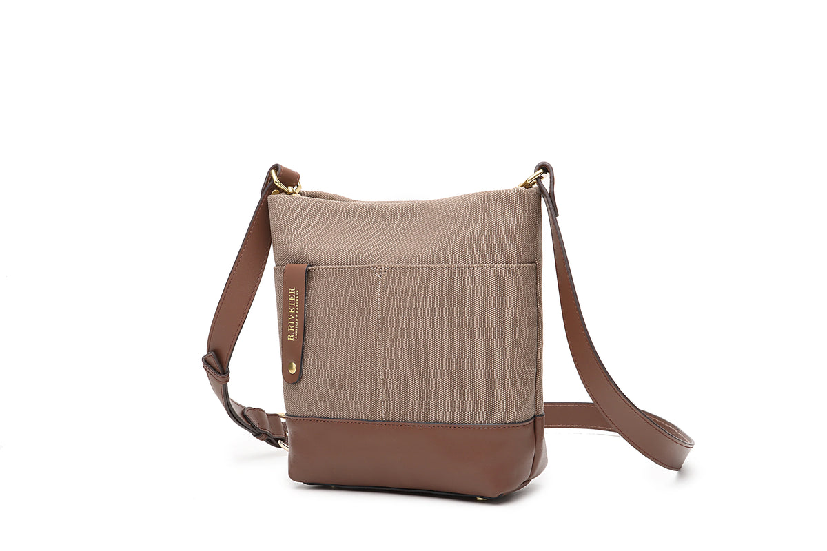 Betsy Bucket Bag | Chocolate Washed Canvas + Brown Leather