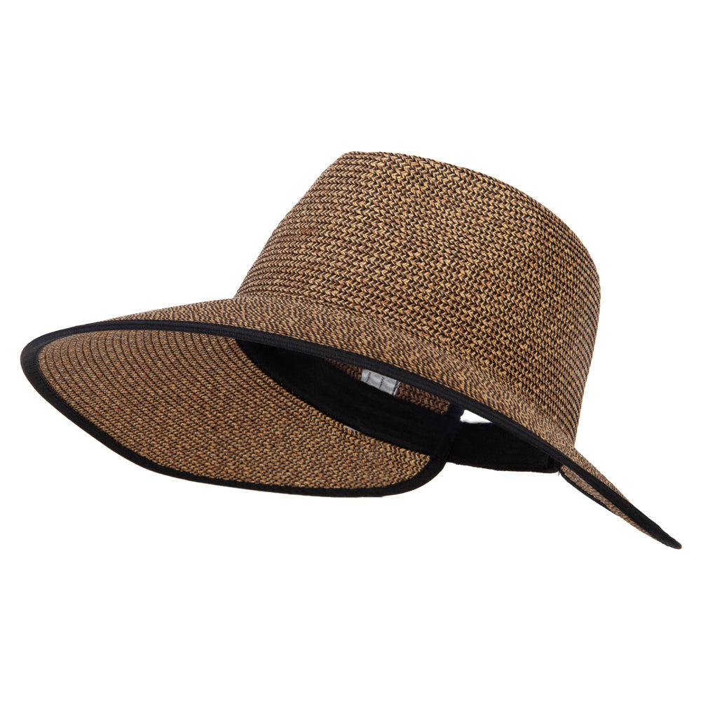 Women's Paper Braid Bow Accented Wide Split Brim Fedora Hat