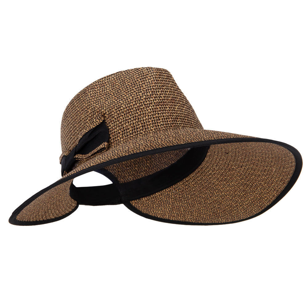 Women's Paper Braid Bow Accented Wide Split Brim Fedora Hat