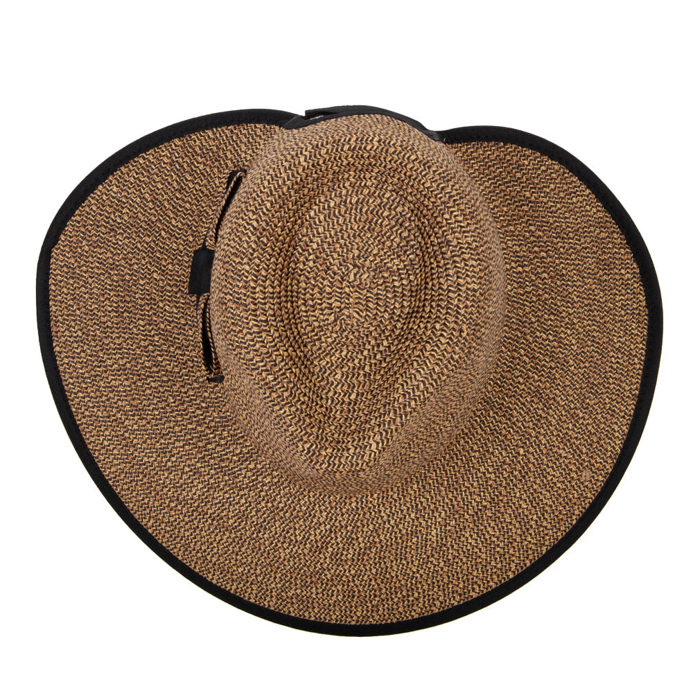 Women's Paper Braid Bow Accented Wide Split Brim Fedora Hat